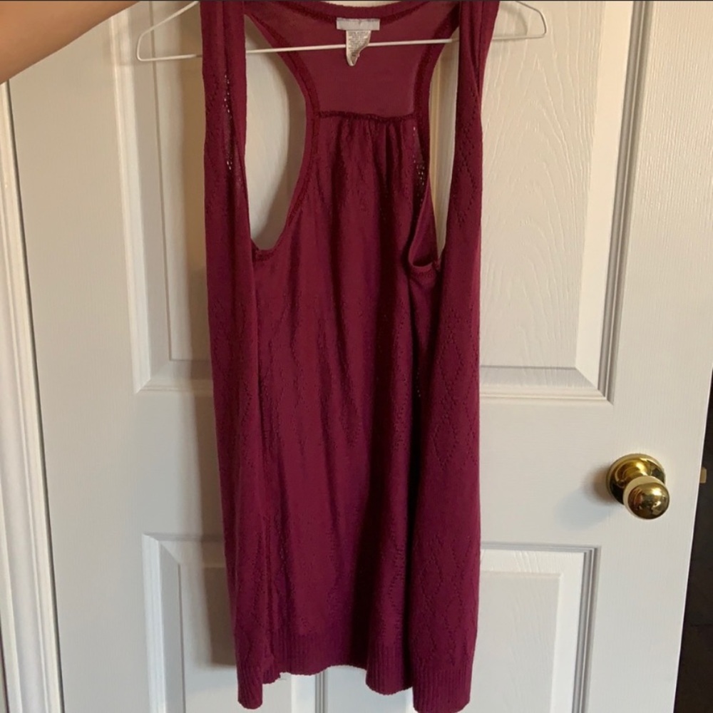 Maroon Sleeveless Cardigan